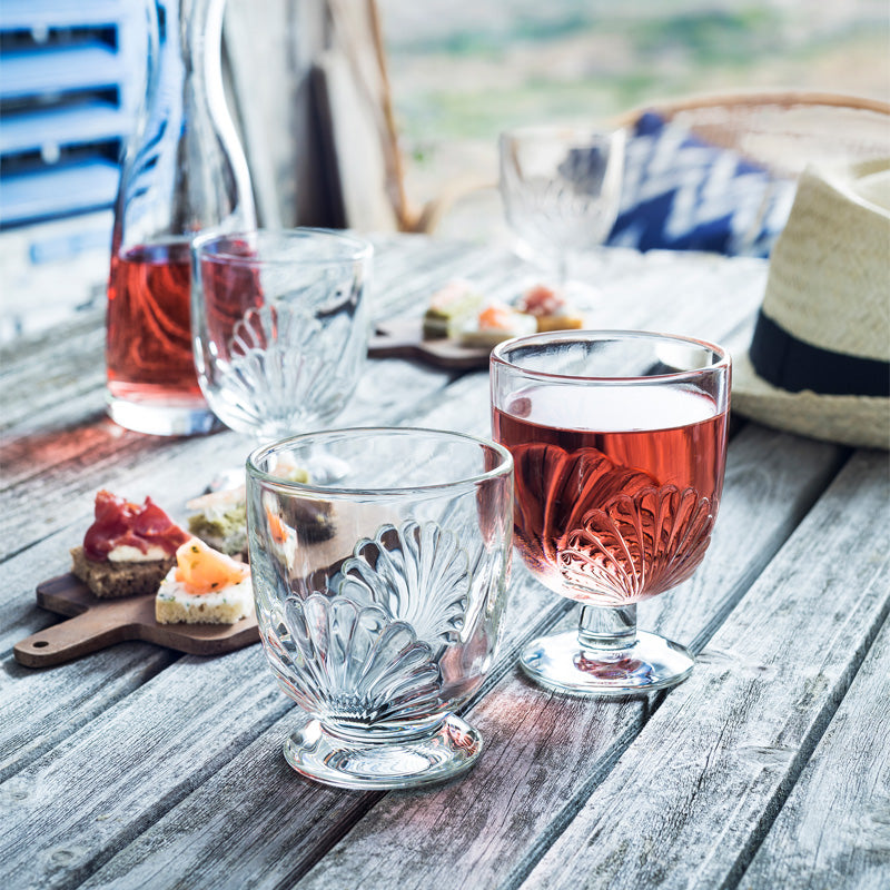 La Rochere Trinkglas/Weinglas mit Muschel-Relief, 6er Set, 290 ml, auch für Saft und Wasser, spülmaschinengeeignet, aus Pressglas