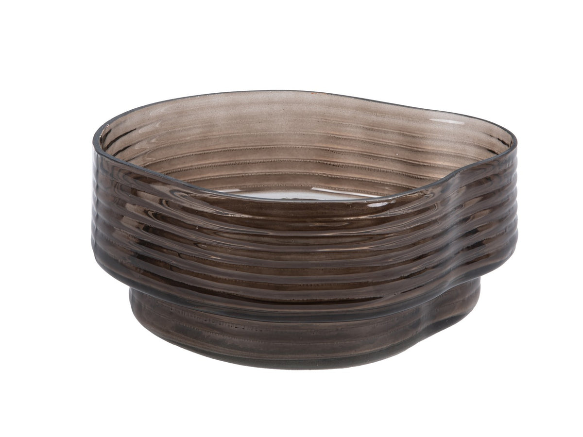 WAVE Glas-Schale von Present Time
Braun, geriffelte Oberfläche, Wellenform,  auch als Obst- und Dekoschale oder als Salatschüssel

