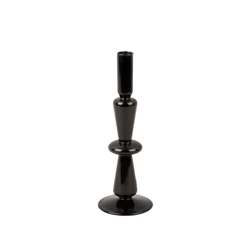 Kerzenhalter SPARKLE TALL von Present-Time, Höhe 25 cm, aus schwarzem Glas und geeignet für Stabkerzen. 
Online-Shop Home-and-Kitchen.de