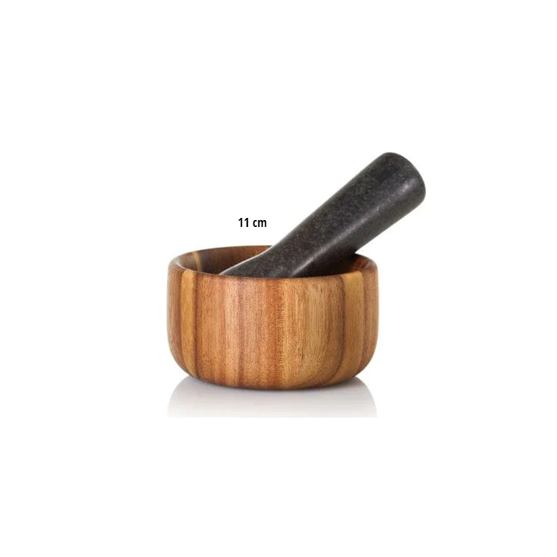 AdHoc Mörser, Ø 11 cm, TARU aus Akazienholz mit Granitstößel im Home-and-Kitchen Online Shop