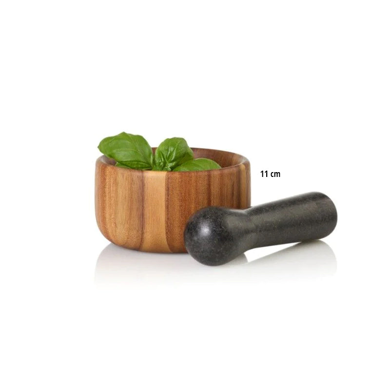 AdHoc Mörser, Ø 11 cm, TARU aus Akazienholz mit Granitstößel im Home-and-Kitchen Online Shop