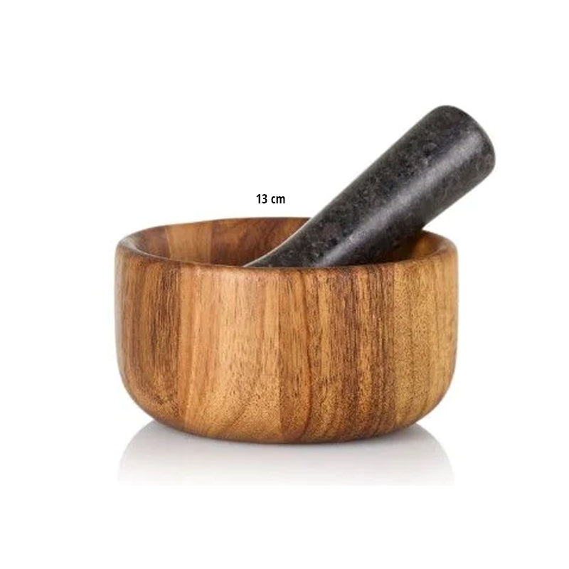 AdHoc Mörser, Ø 13 cm, TARU aus Akazienholz mit Granitstößel im Home-and-Kitchen Online Shop