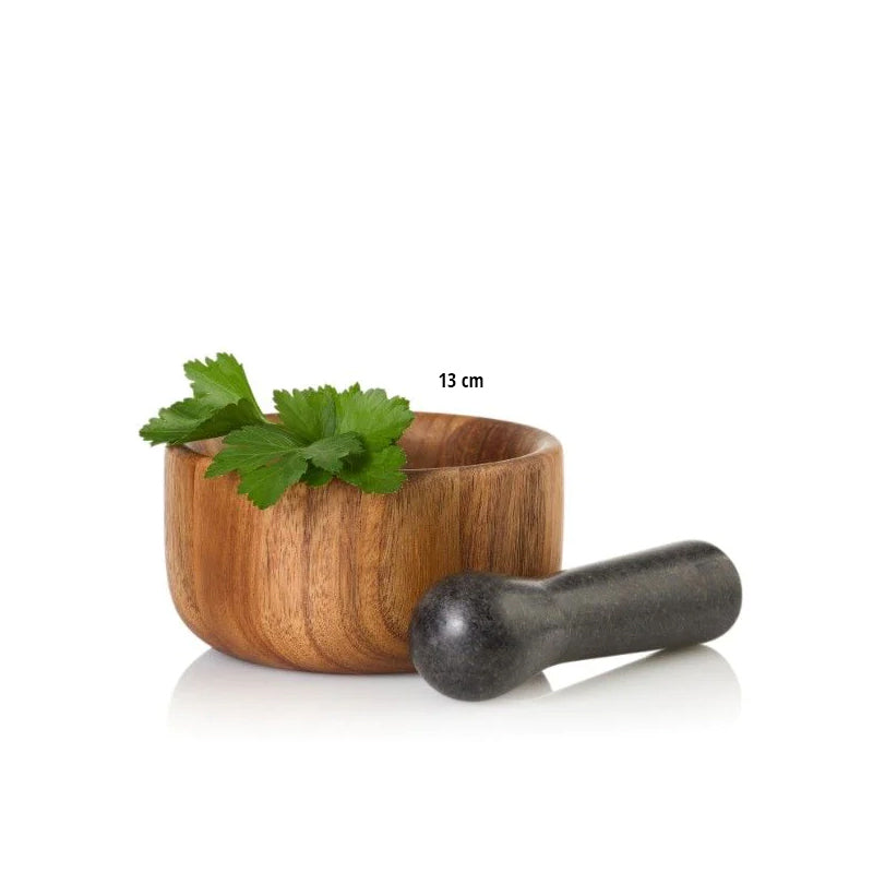 AdHoc Mörser, Ø 13 cm, TARU aus Akazienholz mit Granitstößel im Home-and-Kitchen Online Shop