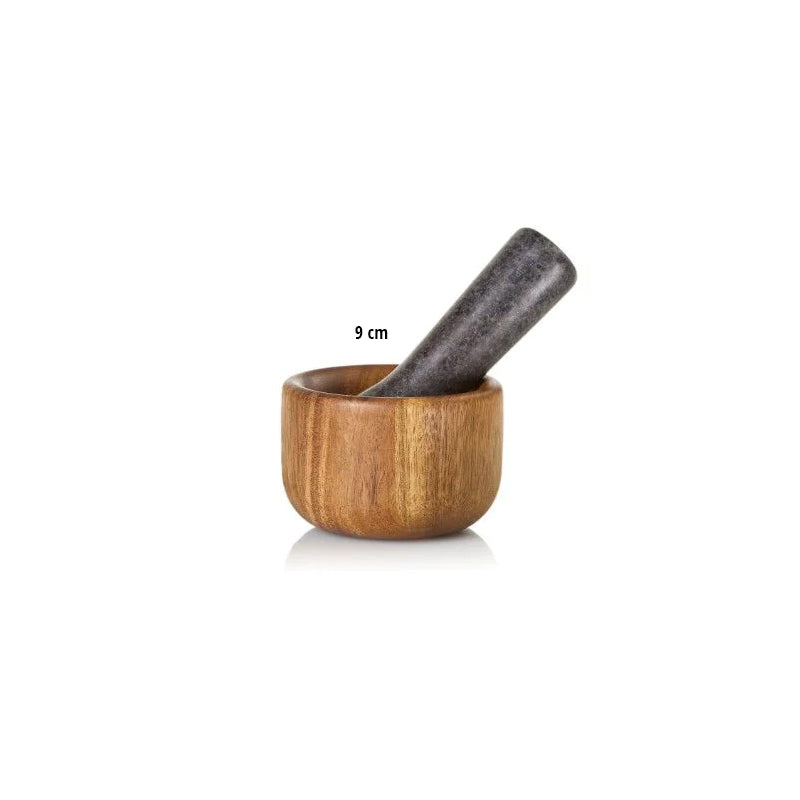 AdHoc Mörser, Ø 9 cm, TARU aus Akazienholz mit Granitstößel im Home-and-Kitchen Online Shop