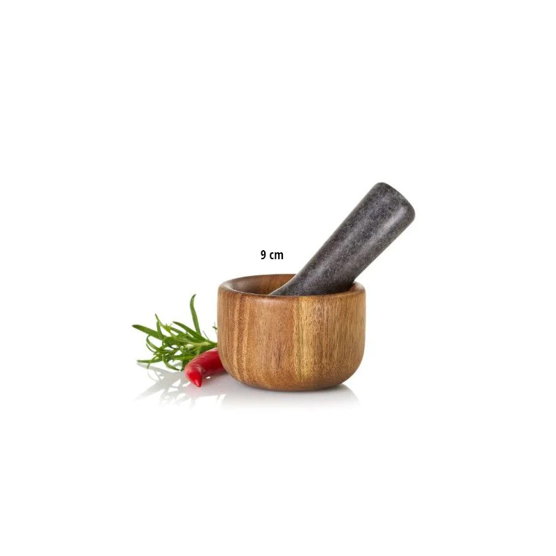 AdHoc Mörser, Ø 9 cm, TARU aus Akazienholz mit Granitstößel im Home-and-Kitchen Online Shop