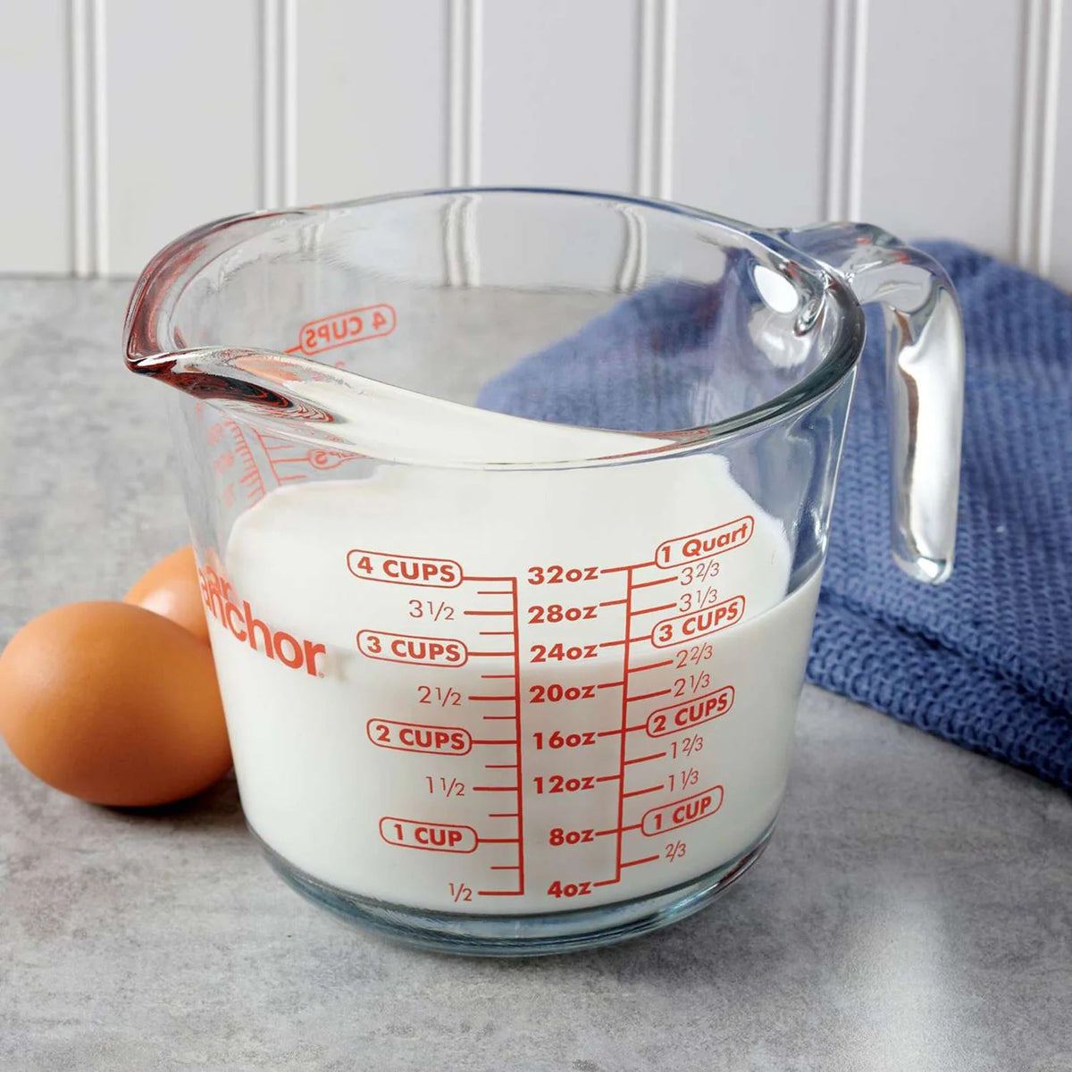 Von Anchor Hocking: Messgefäß oder Rührschüssel aus robustem Borosilikatglas, mit gut lesbaren Skalen in Liter und Cups, auch mikrowellengeeignet, Online-Shop Home-and-Kitchen.de