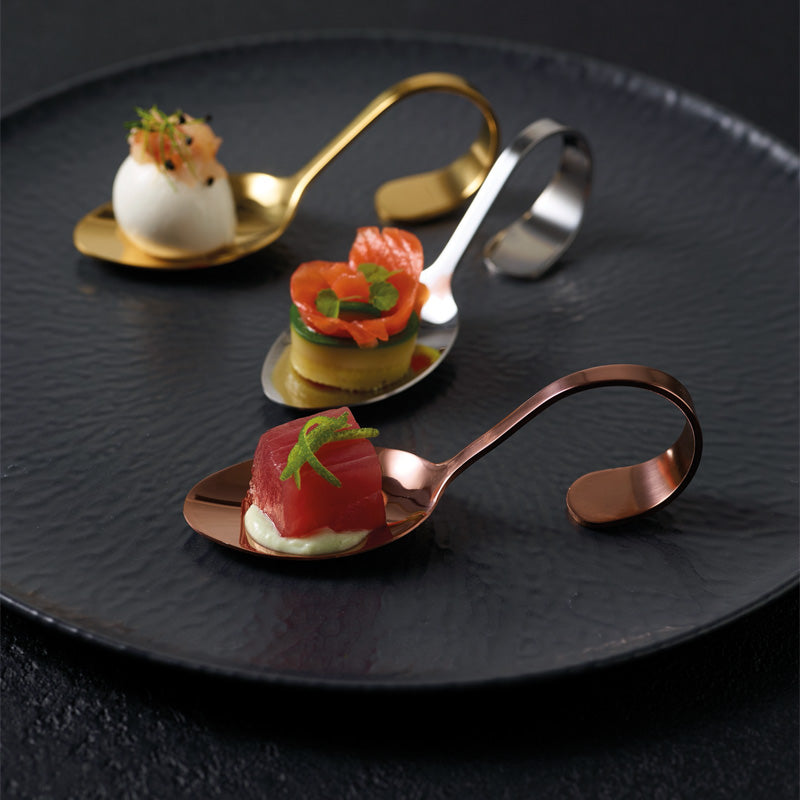 Servierbeispiel Arthur Krupp Paderno Gourmetlöffel Amuse-Bouches Edelstahl 10 cm im Home-and-Kitchen.de Online Shop