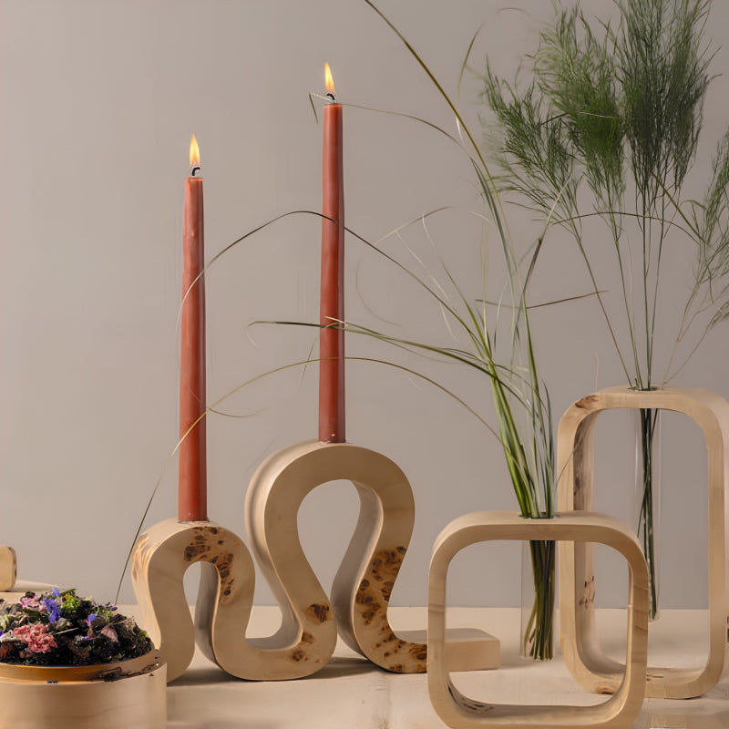 Kerzenständer Uma von be home,  Wellenform, Massivholz, Handarbeit, Länge 36 cm, im Home-and-Kitchen.de Online Shop
