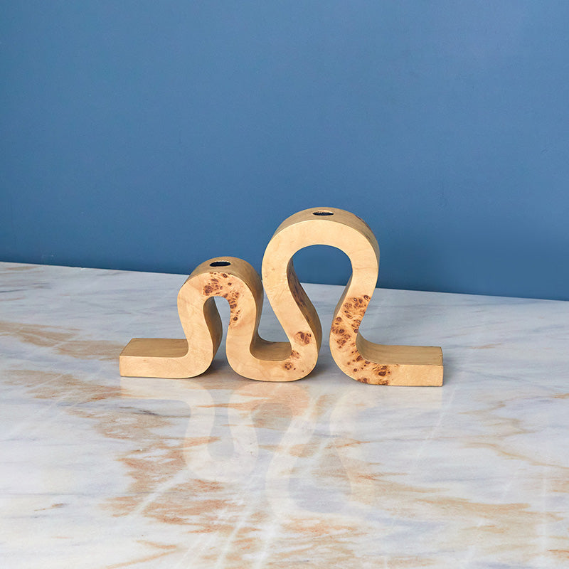 Kerzenständer Uma be home, Wellenform, Massivholz, Handarbeit, Länge 36 cm, Home-and-Kitchen.de Online Shop