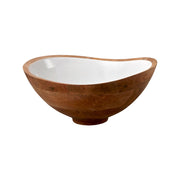 Home-and-Kitchen Online Shop, be home Schüssel Madras - Mangoholz - Ø 25cm, innen weiß emailliert, Handarbeit
