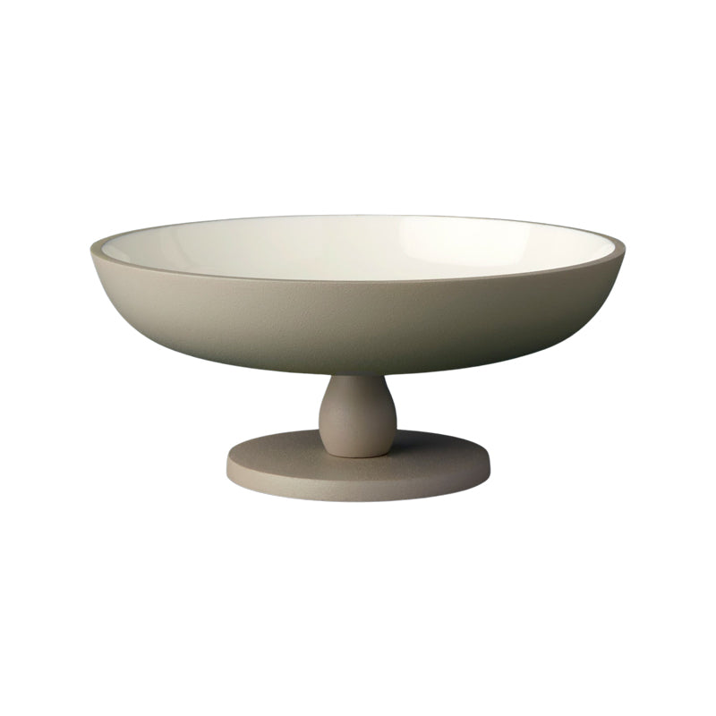 Home-and-Kitchen Online Shop, be home, Schüssel Schale Easton, taupe, Aluminium, Emaille weiß mit Standfuß