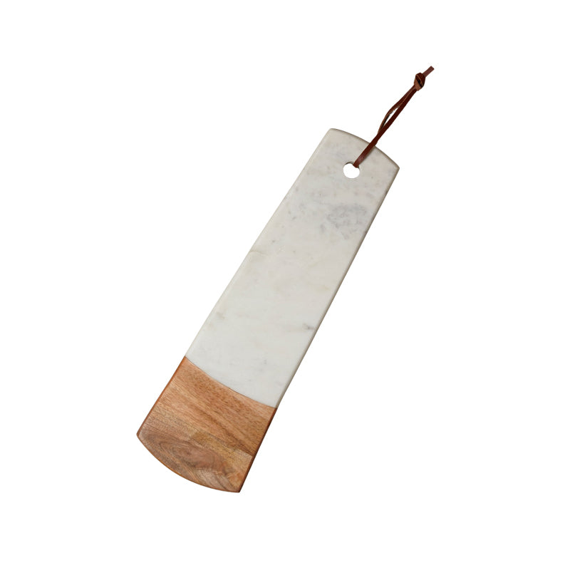 Servierbrett in Trapezform von be home aus Holz und Marmor 50 cm