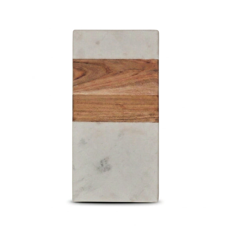 Edle be home Servierplatte aus Marmor mit integriertem Akazienholz, rechteckig mit 39 cm Länge. Im Home and Kitchen Online Shop