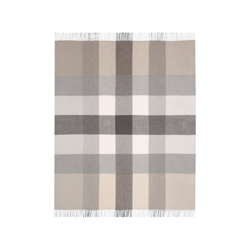 Vollbild Biederlack Plaid mit Fransen DESIRE- 130x170 - grau/beige - kariert im Home-and-Kitchen Online Shop