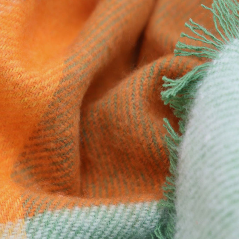 Fransen-Sommerdecke Biederlack Plaid Great Green, grün/orange , Blockstreifen, 130x170 cm, Decke, Sommer im Home-and-Kitchen online Shop