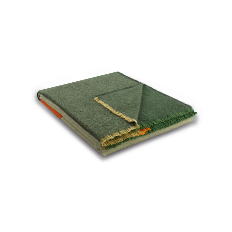 Sommerdecke Biederlack Plaid Gret Green, grün/orange , Blockstreifen, 130x170 cm, Decke, Sommer im Home-and-Kitchen online Shop