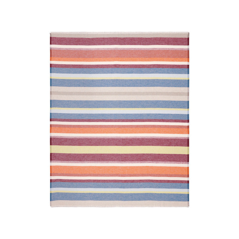 Gesamtansicht Biederlack Plaid mit Fransen RIAD - 130x170 - gestreift - bunt im Home-and-Kitchen Online Shop