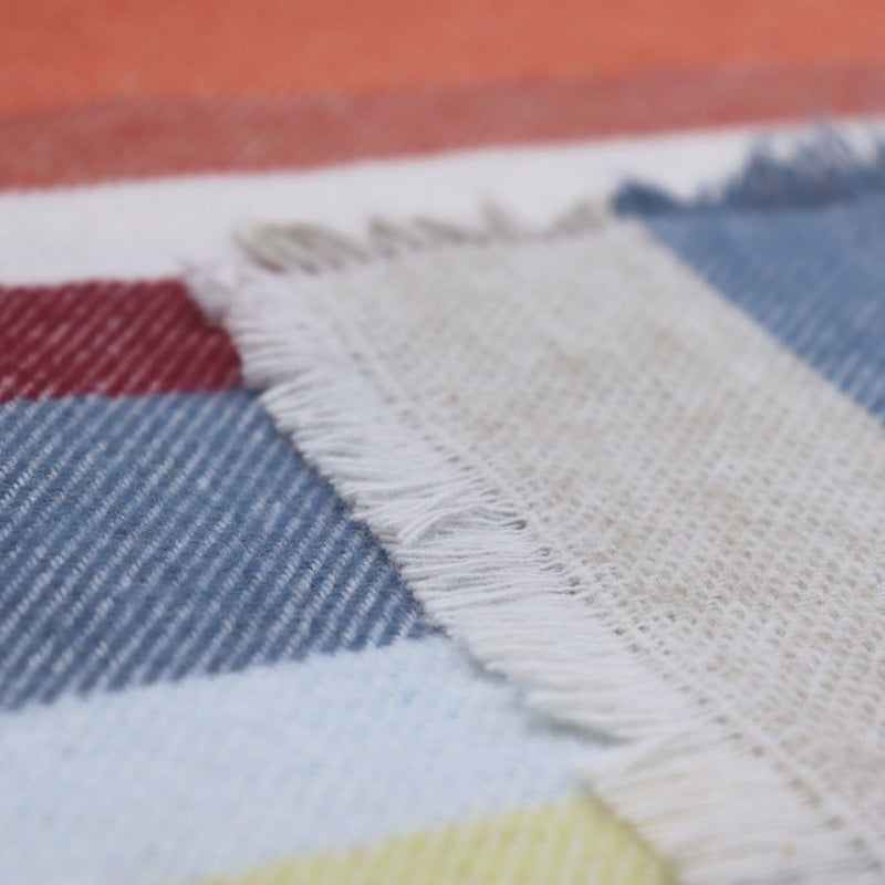 Detailansicht Biederlack Plaid mit Fransen RIAD - 130x170 - gestreift - bunt im Home-and-Kitchen Online Shop