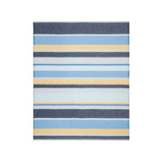 Gesamtansicht Biederlack Plaid mit Fransen STRIPE OUT - 130x170 - gestreift - blau-gelb, im Home-and-Kitchen Online Shop