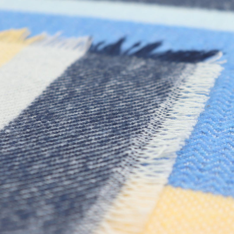 Detailansicht Biederlack Plaid mit Fransen STRIPE OUT - 130x170 - gestreift - blau-gelb, im Home-and-Kitchen Online Shop