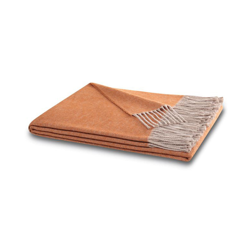 Biederlack Plaid mit Fransen STRUCTURE - 130x170 - rost/orange im Home-and-Kitchen Online Shop