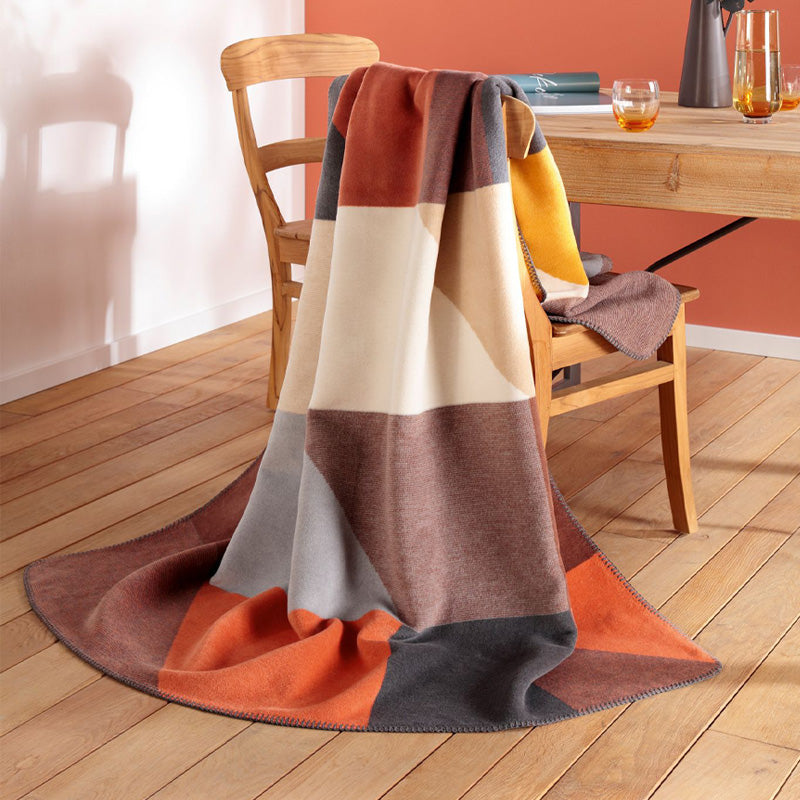 Dekovorschlag Biederlack Wohndeckedecke LINEAR GEOMETRICS bunt, Braun- und Beigetöne, im Home-an-Kitchen Online Shop