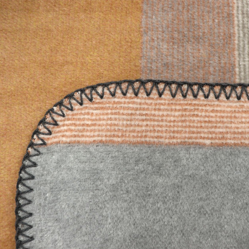 Detailansicht Kettel Biederlack Decke - Wohndecke - Kuscheldecke Patch 150x200, gestreift, Erdtöne, im Home-and-Kitchen Online Shop