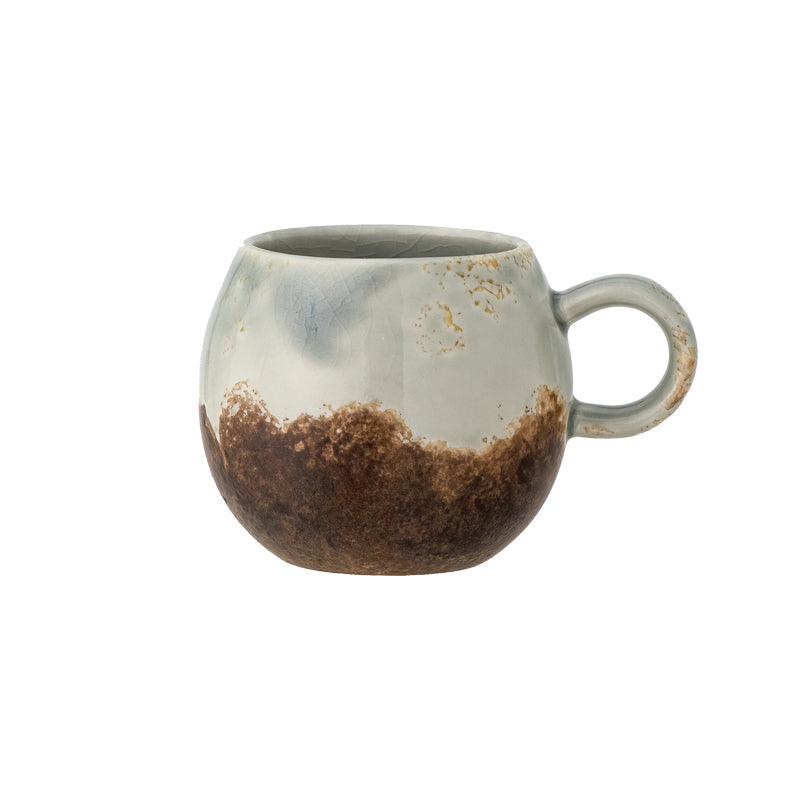 Bloomingville Kaffeebecher Tasse PAULA - braun - blau - Steingut, kugelige Form, Volumen 270 ml im Home-and-Kitchen.de Online Shop