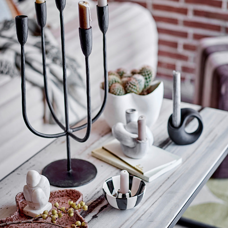 Dekobeispiel Bloomingville Kerzenständer HAYDN - Keramik, weiß glasiert, für 2 Kerzen im Home-and-Kitchen.de Online Shop