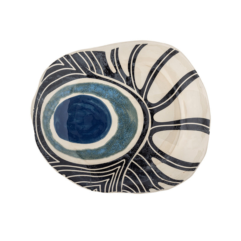 Bloomingville Servierschale YAMATO - Steingut - blau, 31 cm, Glasiert, für Deko und Lebensmittel z.B. als Pastaschüssel im Home-and-Kitchen.de Online Shop