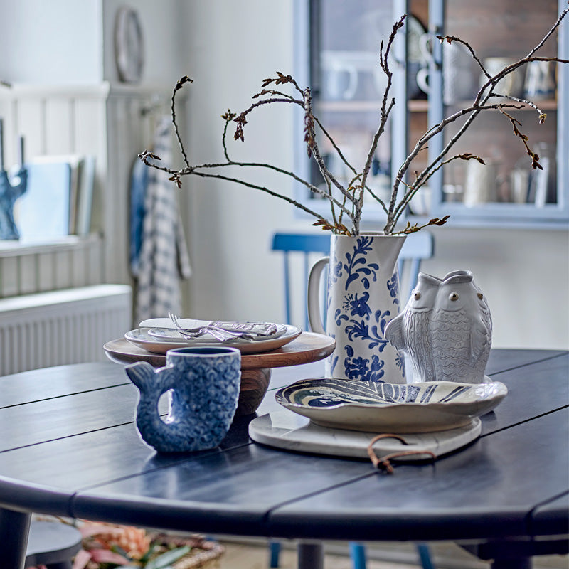 Dekovorschlag Bloomingville Servierschale YAMATO - Steingut - blau, 31 cm, Glasiert, für Deko und Lebensmittel z.B. als Pastaschüssel im Home-and-Kitchen.de Online Shop