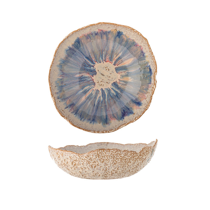 Bloomingville Steingut Schale AMALIA - blau, lila Durchmesser 24 cm, Lebensmittelecht, innen glasiert, im Home-and-Kitchen.de Online Shop