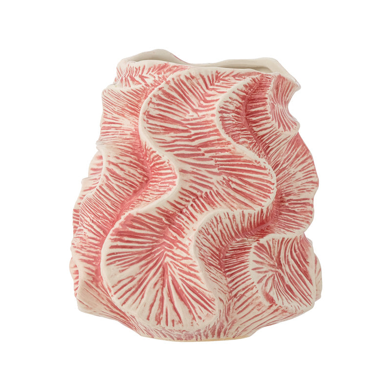 Bloomingville Vase GUXI - Keramik/Steingut - natur/rose, Korallendesign, handbemalt, Höhe 19,5 cm im Home-and-Kitchen.de Online Shop