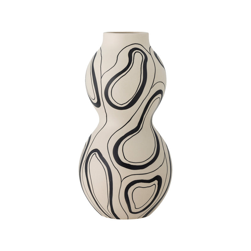 Bloomingville Vase NICOLA - Keramik / Steingut - weiß/schwarz, handbemalt, Höhe 34 cm im Home-and-Kitchen.de Online Shop