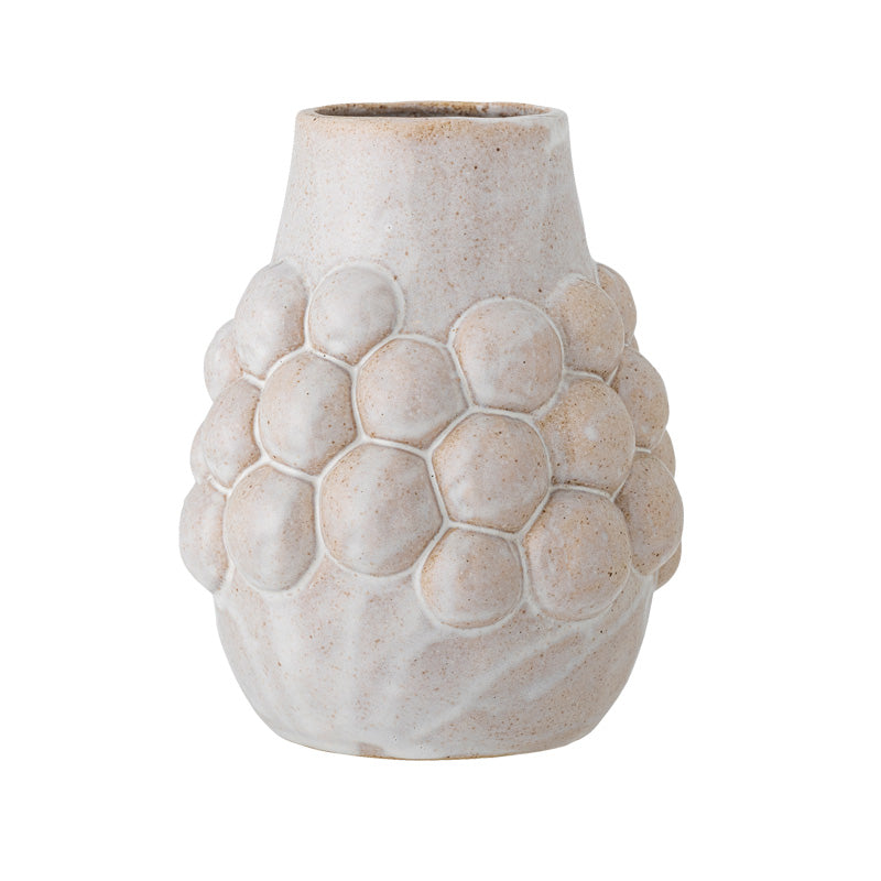 Bloomingville Vase POLDOR - Keramik/Steingut - natur/weiß, mit Blasenmuster, Höhe 19 cm im Home-and-Kitchen.de Online Shop