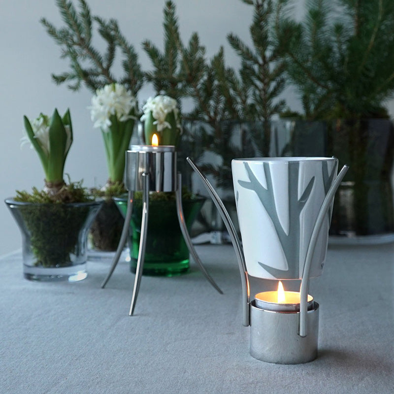 Dekobeispiel Born in Sweden Teelichthalter aus glänzendem Edelstahl, 14 cm, mit 3 Kombinationsmöglichkeiten im Home-and-Kitchen.de Online Shop