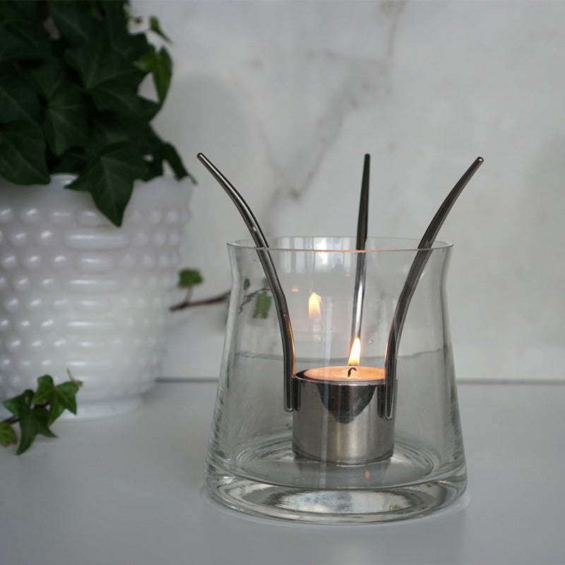 Dekobeispiel Born in Sweden Teelichthalter aus glänzendem Edelstahl, 14 cm, mit 3 Kombinationsmöglichkeiten im Home-and-Kitchen.de Online Shop