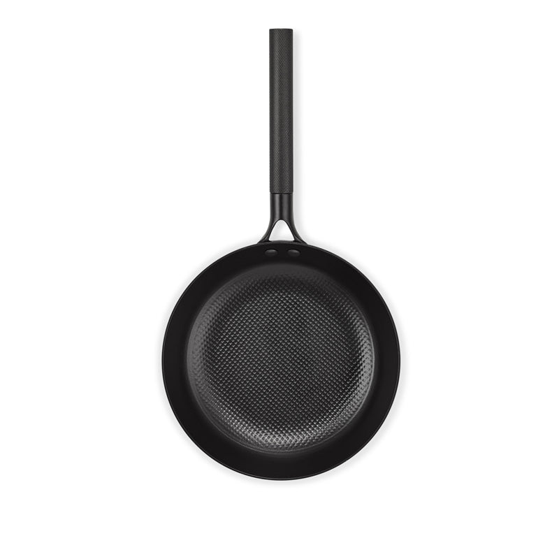 Sicht von oben auf die Brabantia Bratpfanne 24 cm aus recyceltem Eisen mit PFAS-freier Keramikbeschichtung - schwarz im Home & Kitchen Online-Shop