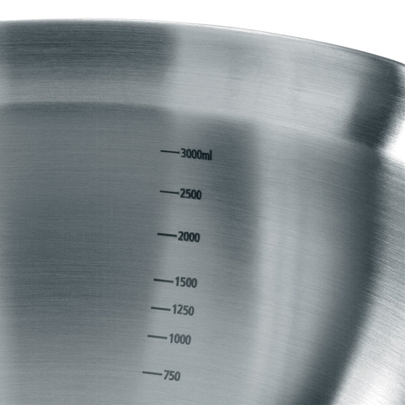 Detail Skala um Abmessen Brabantia Edelstahl Rührschüssel PROFILE mit rutschfestem Boden - 3 l im Online Shop von Home & Kitchen
