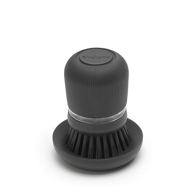 Mit Knopfdruck selbst bestimmen, wie viel Spülmittel durch brauchst - es ist möglich durch die Spülbürste von Brabantia - in 2 Farben erhältlich.