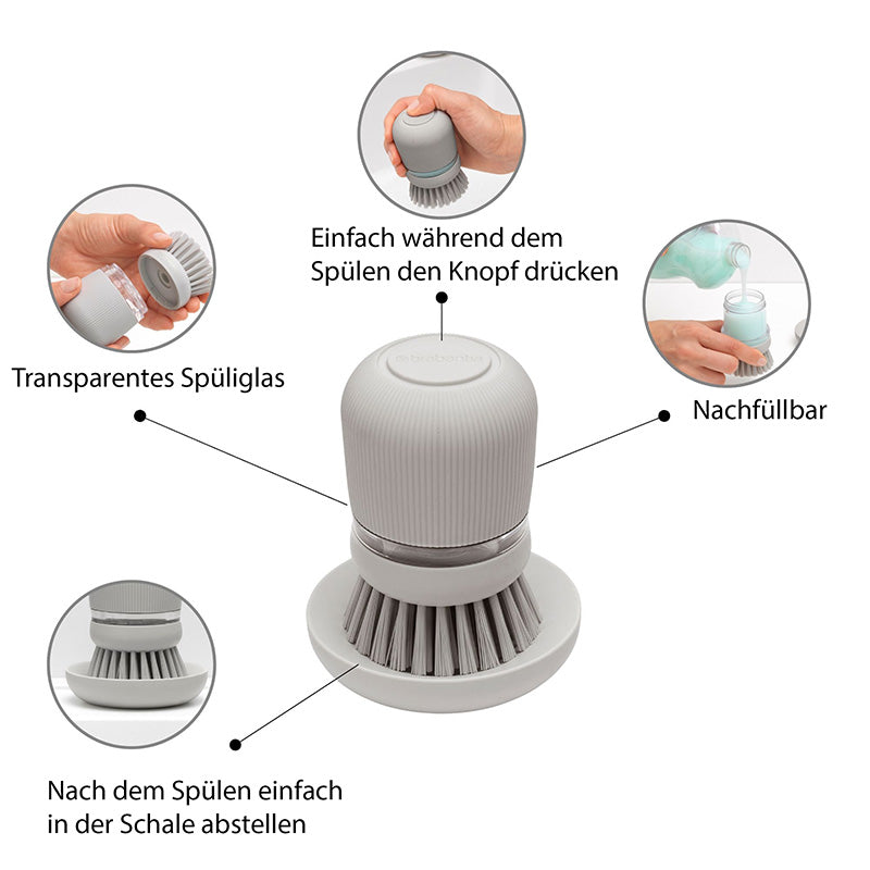 Anleitung Brabantia Spülbürste mit integriertem Spülmittelspender in Grau oder Anthrazit im Home & Kitchen Online-Shop
