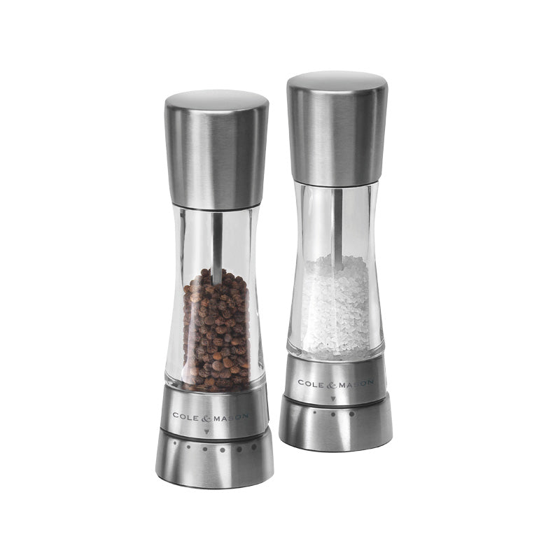 Cole & Mason Derwent Pfeffer-und-Salz Mühlenset, gebürstetes Edelstahl