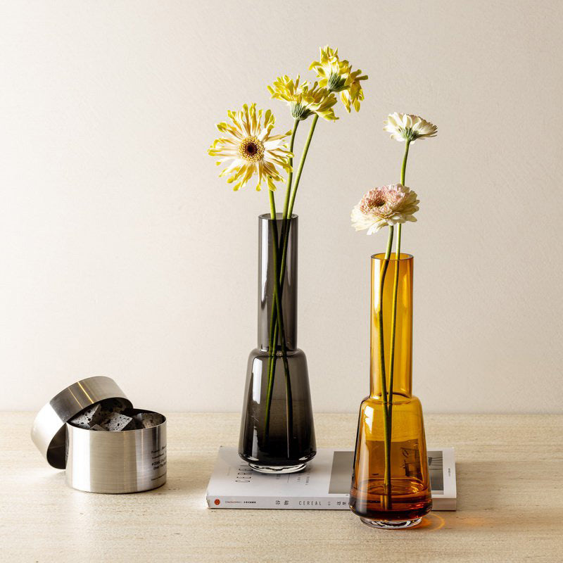 Vase Tyler von Element Accessories, handgefertigt, Farbe Amber, Stil: Art Deco, für langstielige Blumen