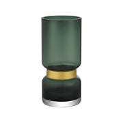 Element Accessories Design-Vase TRI, dunkelgrün mit goldfarbenem Reifen, Durchmesser 13 cm, Höhe 28 cm, 9 mm dicke Glaswand