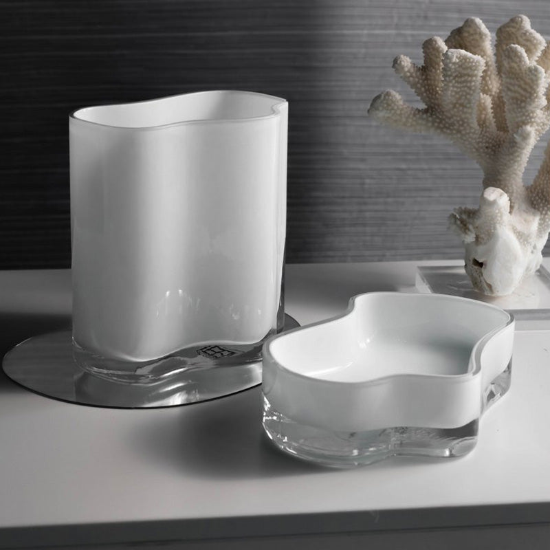 Element Accessories Glasschale Coral für Blumensteck-Arrangements oder als Snackschale. Farbe weiß. 