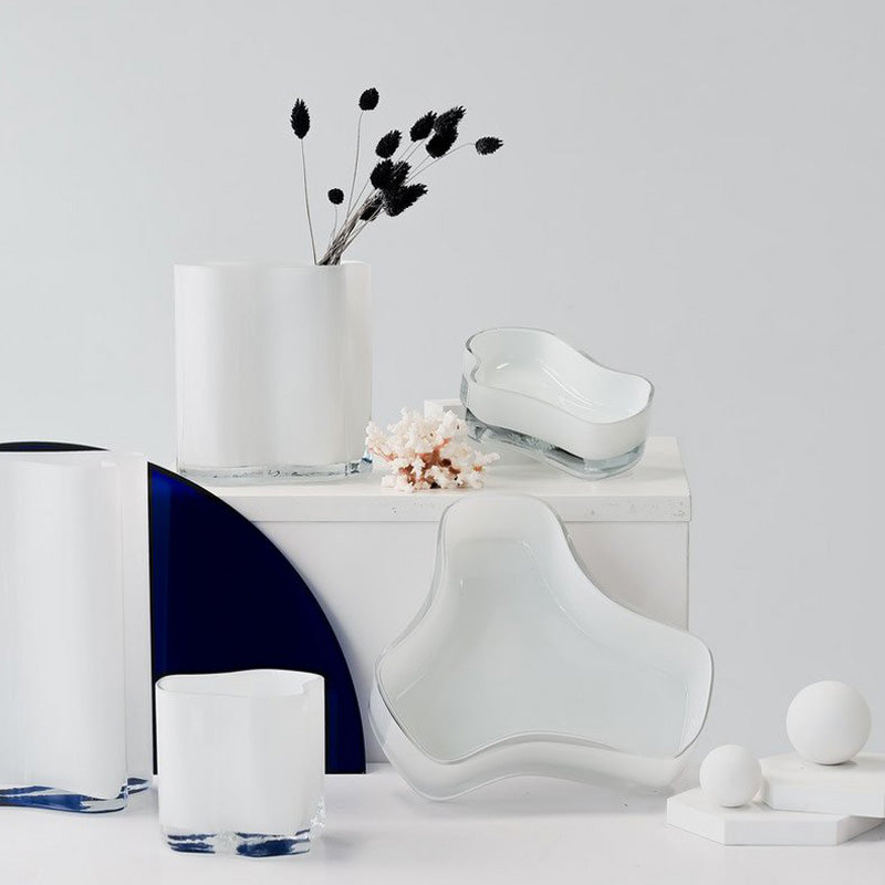 von Element Accessoires Glasschale/Vase Coral, weiss, handgefertigt, 30 cm, 9 mm dickes Glas, für Blumendeko, Snacks