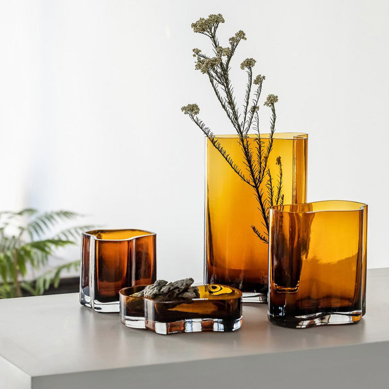 Element Accessories Glas Vase CORAL - Farbe Amber - 20 cm - handgefertigt