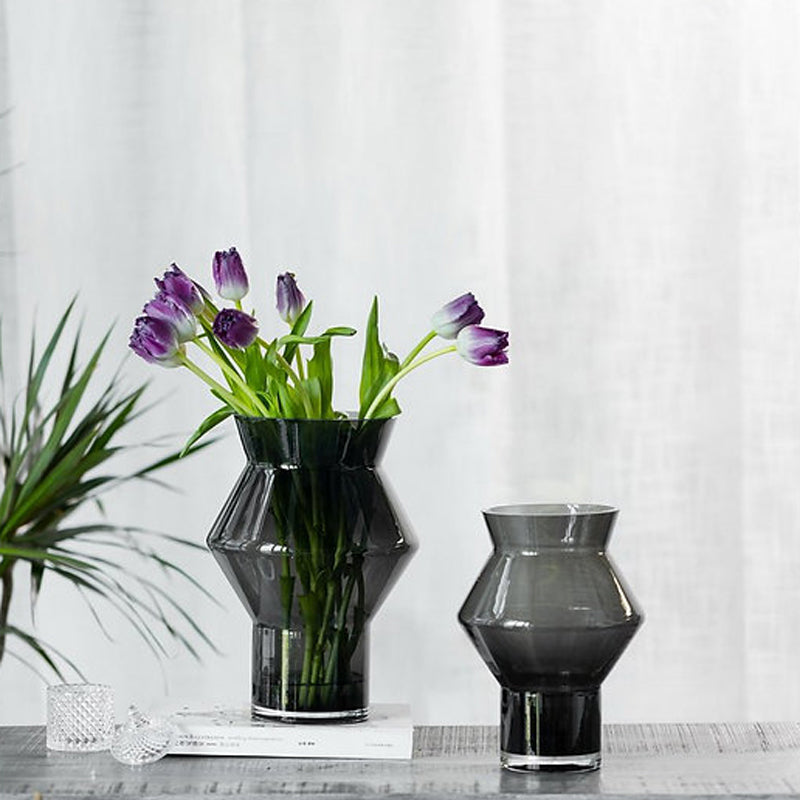 CUZCO-Glasvase, dunkelgrau, Höhe 23 cm, Durchmesser 17 cm, von Element Accessories, für Frisch- und Trockenblumen im Online-Shop Home-and-Kitchen.de