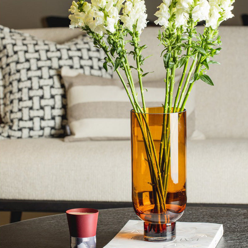 36 cm hohe Glasvase Omaha von Element Accessoires, für langstielige Frisch- und Trockenblumen, Farbe: Amber