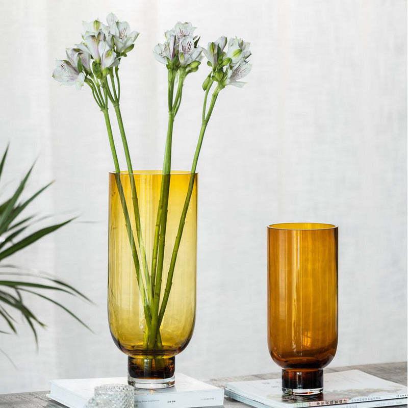 von Element Accessoires Glasvase Omaha, Farbe Amber, Höhe 36 cm, kleiner Sockel am Boden